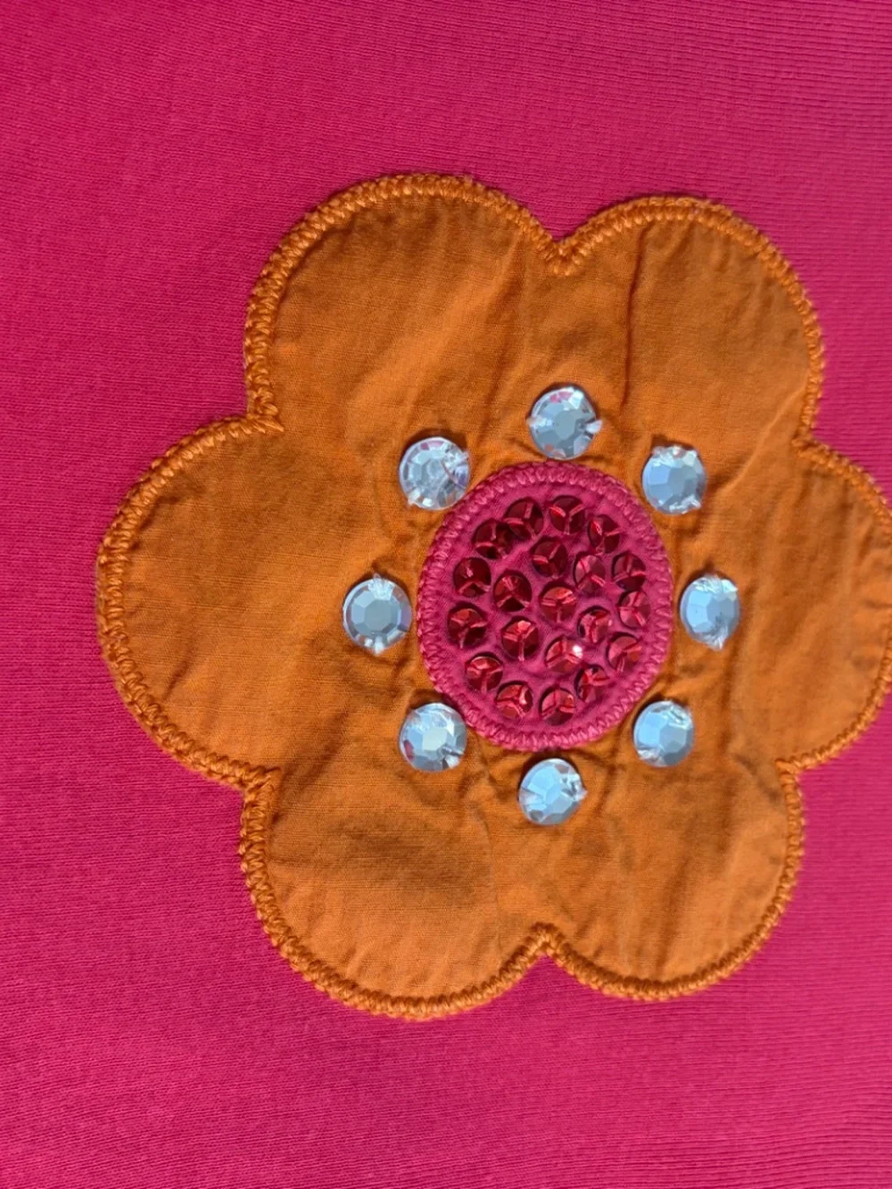 Gymboree Long Sleeve Vibrant Pink Shirt w/Orange Flower Girls 10